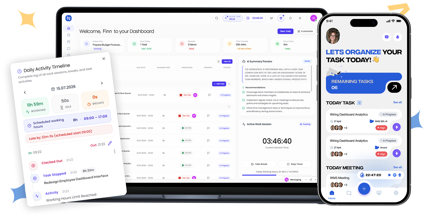 WMS Dashboard Desktop and Mobile App Interface Mockups