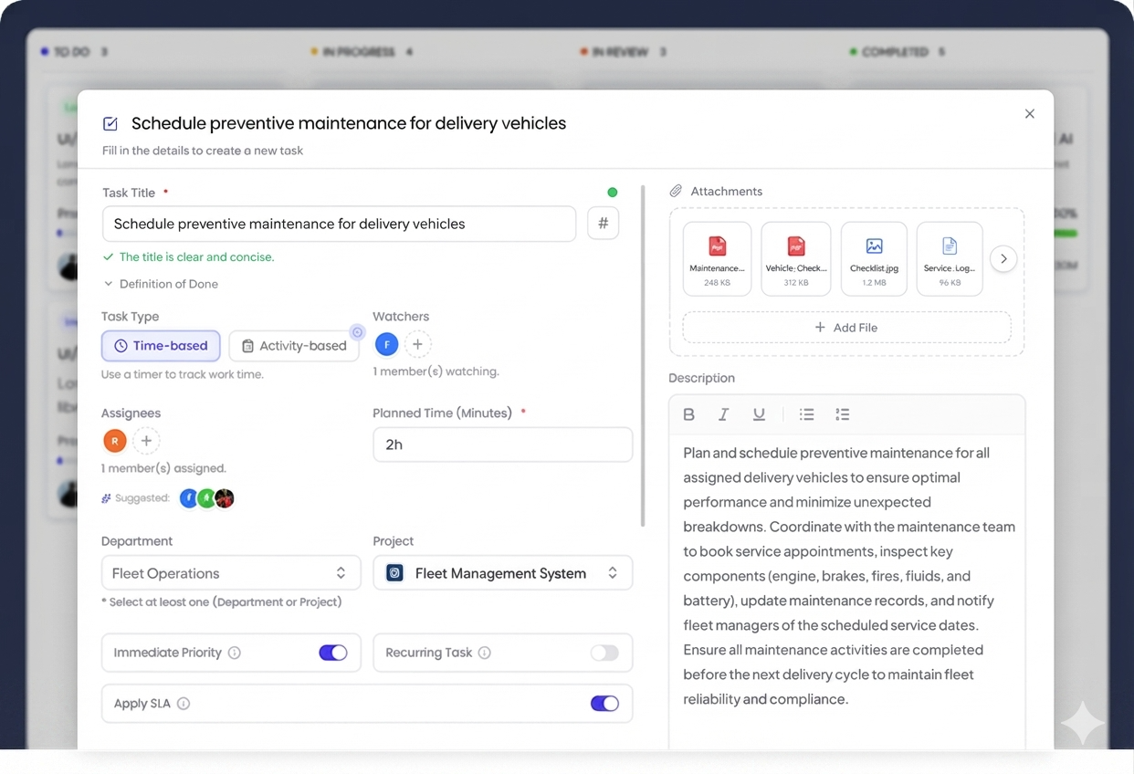 WMS Dashboard Workflow Interface