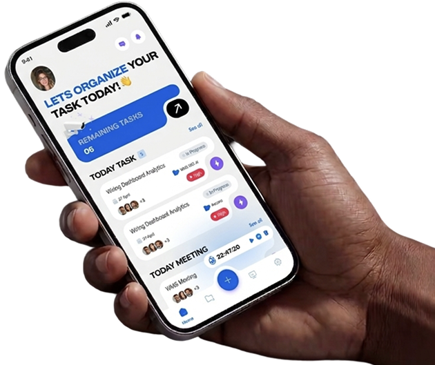 Hand holding mobile app screen mockup